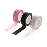 Vibrant Filofax Confetti Washi Tape Set featuring Charcoal, Pink, and White tapes with playful confetti patterns for creative projects.