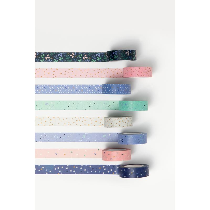 Colorful Filofax Garden Washi Tape Set featuring three vibrant tapes in blue, green, and pink for creative planning and crafting.