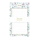 Filofax Garden Notepad To Do featuring an English flower pattern, 60 tear-off sheets, perfect for daily planning and notes.