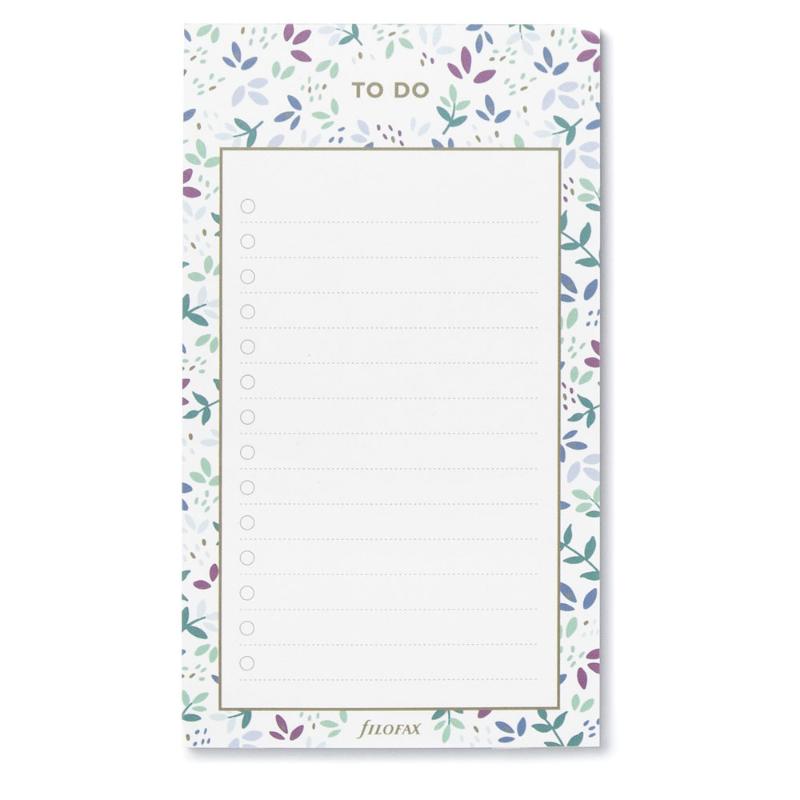 Filofax Garden Notepad To Do features floral design, 60 fountain pen-friendly sheets, ideal for structured planning.