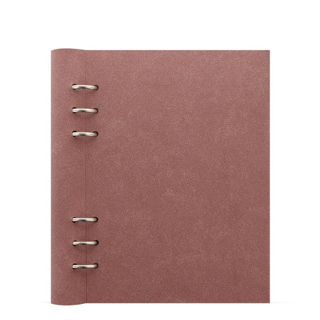 Filofax Clipbook A5 in terracotta with soft leather-look cover, versatile pages, and storage for pens and keys.