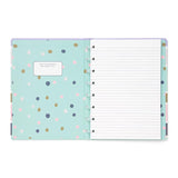 Stylish A5 notebook with striped cover, twin wire binding, elastic closure, and 56 lined fountain pen-friendly pages.