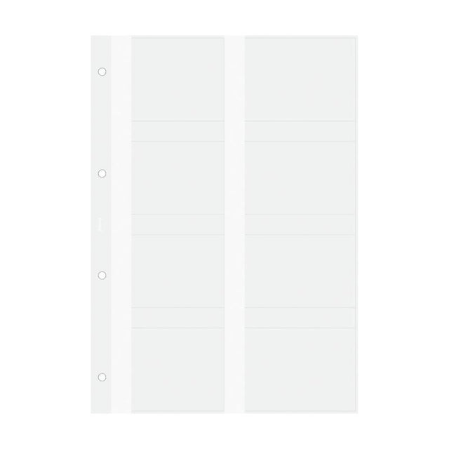 Transparent A4 business card holder refill for Filofax, holds 16 cards, perfect for organized networking.