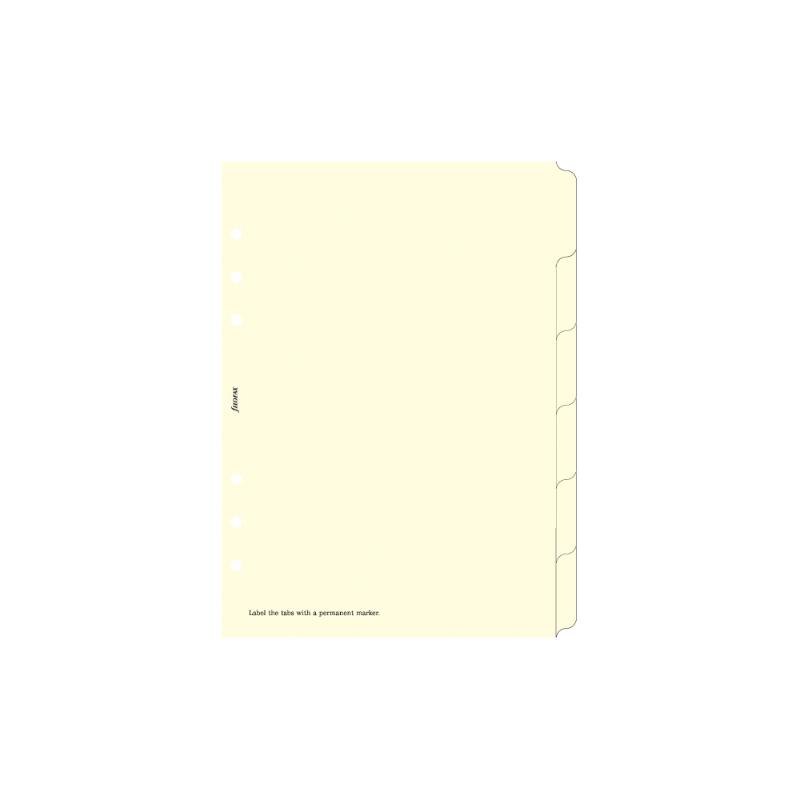 Filofax A5 Blank Index Refill with vibrant multi-coloured labels for personalized organization and efficient planning.