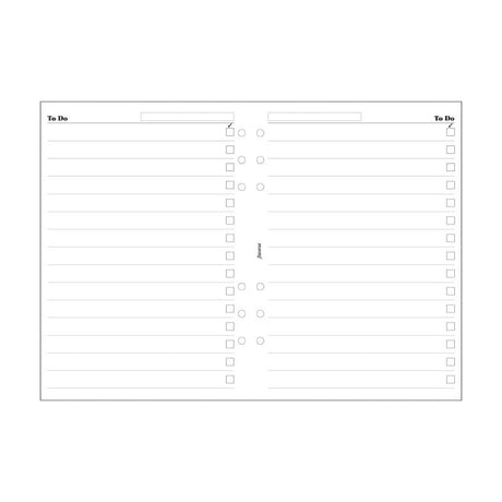 Filofax A5 To Do Pad Refill with 20 sheets featuring 'To Do' lists and tick-box trackers for enhanced productivity.