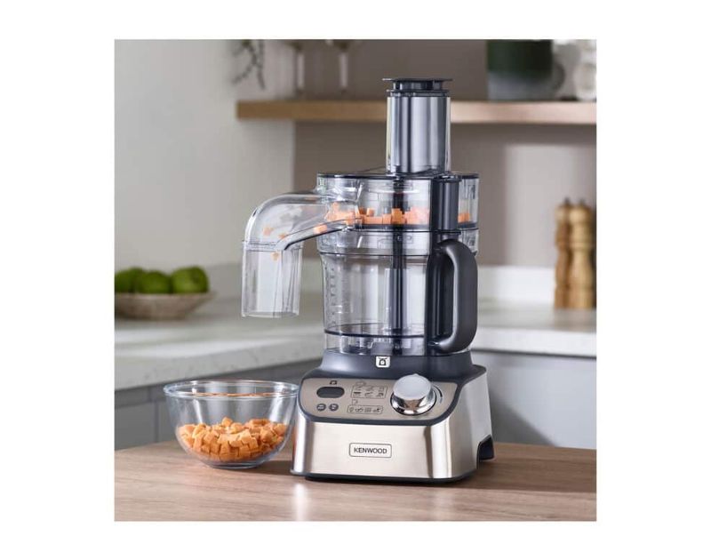 Kenwood MultiPro Express Weigh+ 3L Food Processor in silver, featuring integrated weighing, blender, and Express Serve technology.