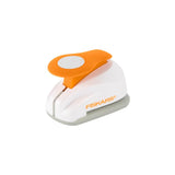 Fiskars 1 inch Circle Punch, featuring lever operation and confetti catcher for mess-free crafting projects.