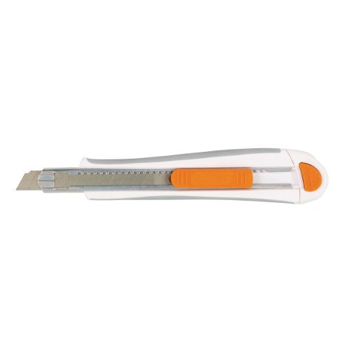 Fiskars 9mm utility knife with softgrip handle for precise cutting, featuring a snap-off design for easy blade replacement.