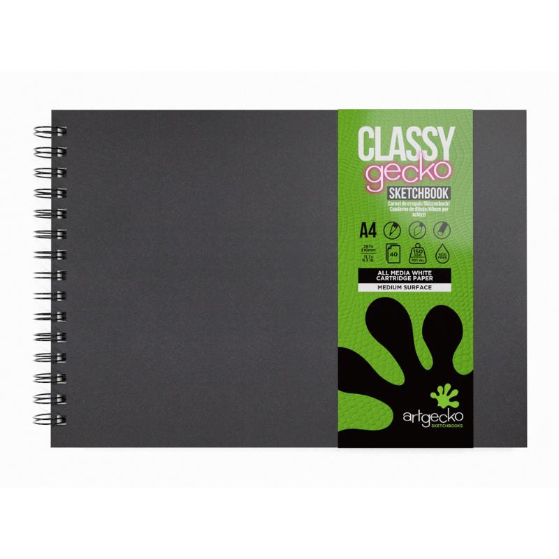 Artgecko Classy Sketchbook A4 Landscape 80 Pages 40 Sheets 150gsm White Paper