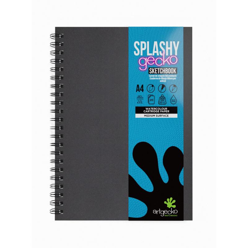 Artgecko Splashy Sketchbook A4 40 Pages 20 Sheets 300gsm White Paper