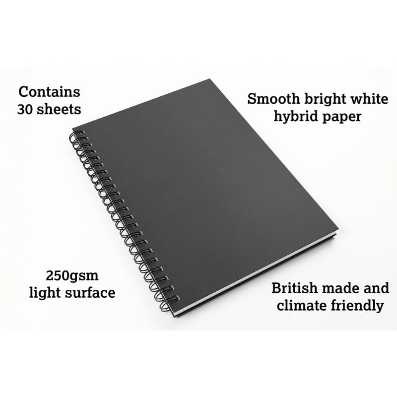 Artgecko Freestyle Sketchbook A4 60 Pages 30 Sheets 250gsm White Hybrid Paper