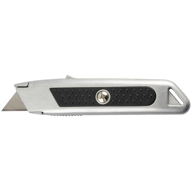 Heavy-duty metal utility knife with auto-retractable blade, perfect for safe and reliable cuts in various applications.