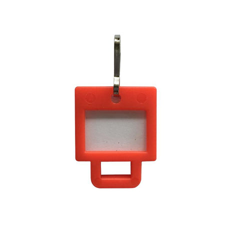 Vibrant red square key tag for efficient organization, durable and stylish for everyday use at home or office.