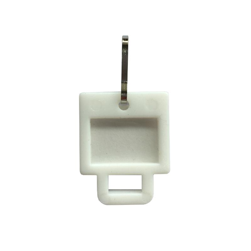 White SR Key Tag Square for easy key organization, featuring a writable surface and durable construction.