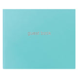 Letts Guest Book Dazzle Turquoise with micro texture cover, 127 ruled pages for events, measuring 216x265mm.