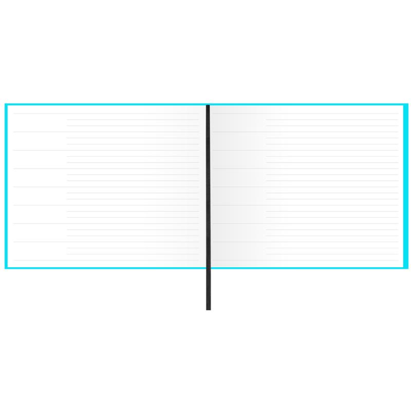 Dazzle Turquoise guest book with textured cover, 127 ruled pages, ribbon marker, perfect for capturing memorable messages.