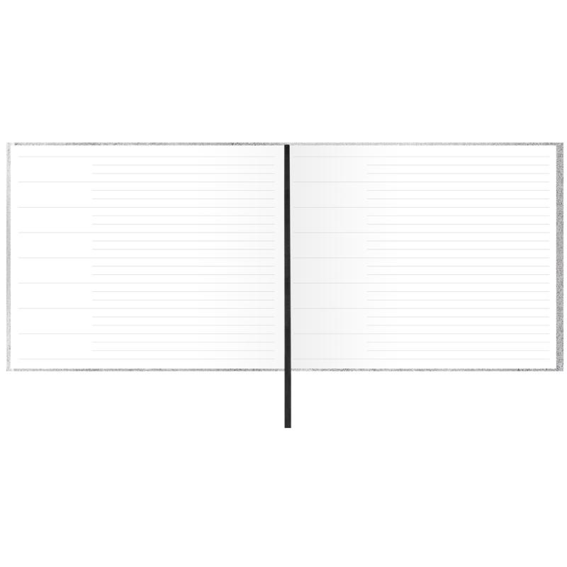 Elegant silver guest book with 127 ruled pages and ribbon marker, perfect for capturing memories at special events.