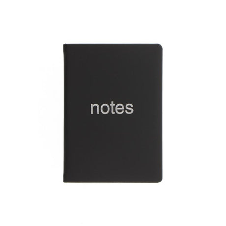 Elegant A6 black notebook with silver foil motif, gilt edges, 192 ruled pages, and ribbon marker for daily notes and journaling.