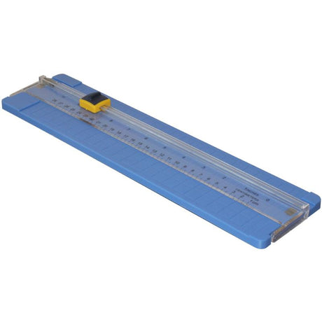 Ledah 3104 A4 Plastic Trimmer with 310mm cutting length, lightweight design, and transparent pivot rail for precision cuts.