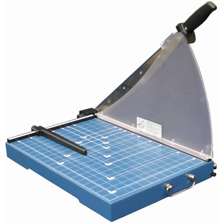 Alt text: "Ledah 406 A3 Metal Guillotine with a robust cutting table, perfect for precise paper trimming and handling various formats."