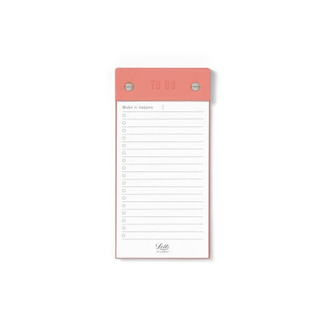 Eco-friendly Letts To Do List Planner with 60 recycled sheets, durable backing, vegan glue, and soy ink; 100 x 200mm.