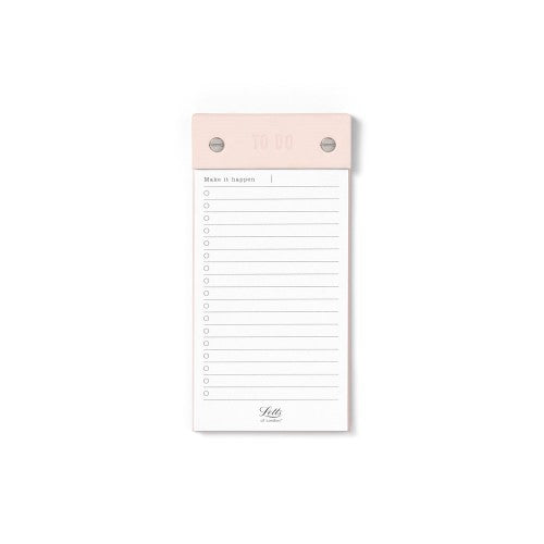 Eco-friendly Letts To Do List Planner in rosewater color, 100x200mm, with 60 recycled sheets for sustainable organization.