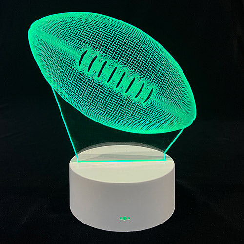 Colour Changing Rugby Ball Night Light with 7 LED colors, perfect for kids' rooms or as a decorative glow.