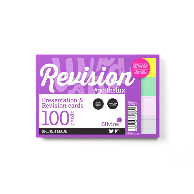 Luxpad Revision Presentation and Revision Cards 6x4 Ruled Fashion Colours