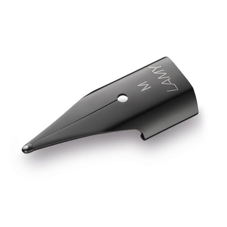 Black stainless steel Lamy Broad nib for fountain pens, offering smooth ink flow and durability for expressive writing styles.