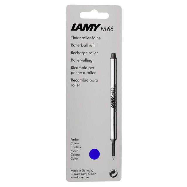 Lamy M66 blue rollerball refill for smooth writing, compatible with Lamy Swift, Tipo, and Dialog 2 pens.