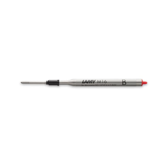 Lamy M16 Broad Red refill for smooth, waterproof writing, compatible with Lamy ballpoint pens, offering vibrant red ink.