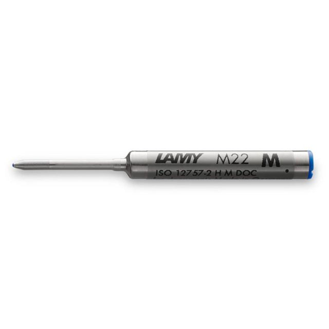 Lamy M22 Medium Blue refill with waterproof ink, compatible with Lamy pens for smooth, vibrant writing.