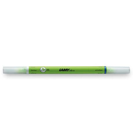 Lamy Ink-x Correction Pen in Green with fine nib and dual-function eraser for precise ink corrections.