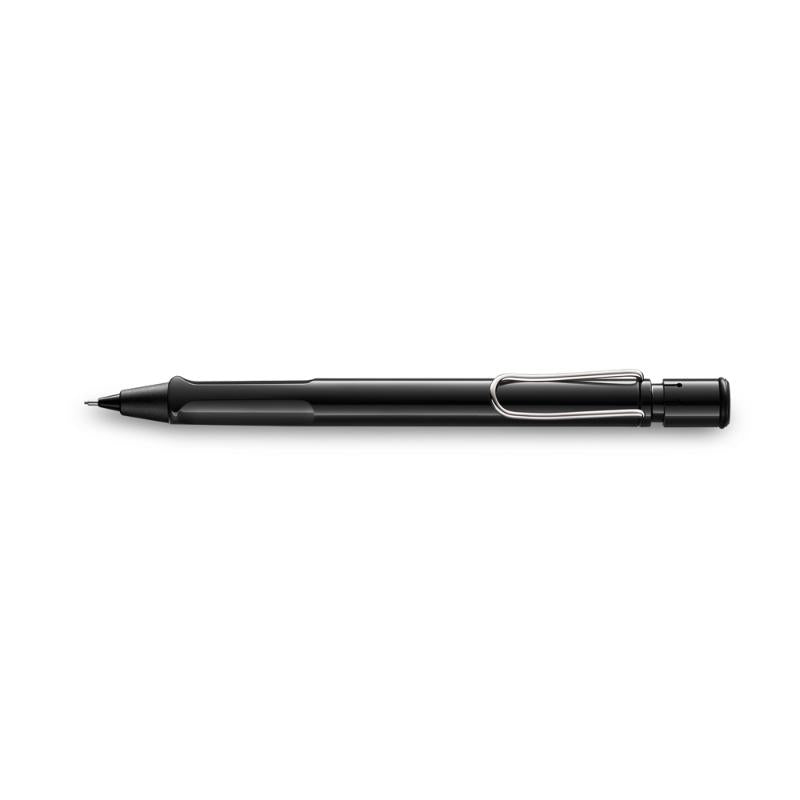 Lamy Safari Mechanical Pencil in sleek black, featuring ergonomic grip, 0.5mm lead, and built-in eraser for precise writing.