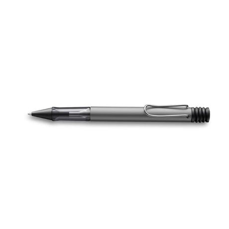 Graphite Lamy Al-Star Ballpoint Pen, lightweight anodized aluminum with ergonomic grip and spring-action clip for smooth writing.