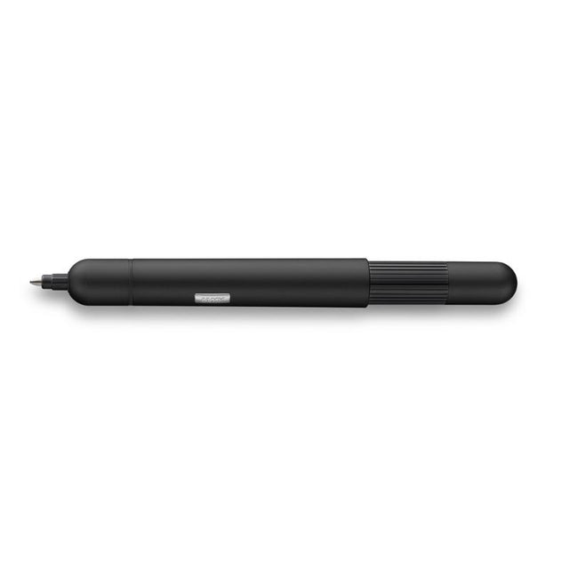 Lamy Pico Ballpoint in matte black, compact design expands easily, features raised logo, perfect for travel and elegant writing.