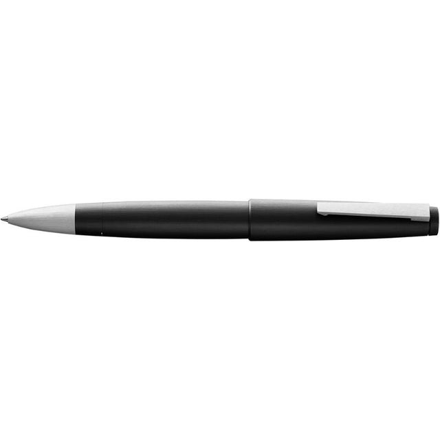 Sleek stainless steel Lamy 2000 Rollerball pen with matte finish, designed by Gerd A. Müller for elegant writing.