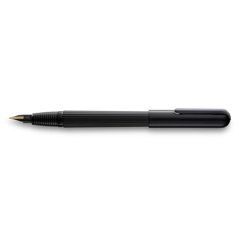 Lamy Imporium Fountain Pen in matte black with a gold nib, showcasing modern design and exceptional writing comfort.