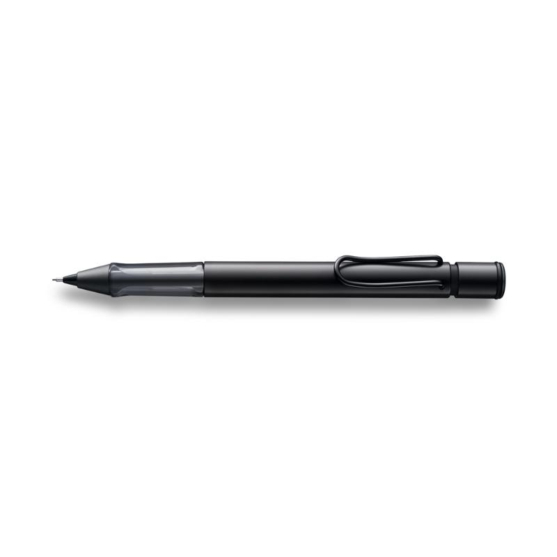 Matte black Lamy Al-Star mechanical pencil featuring a sleek aluminum body, ergonomic grip, and built-in eraser tip for precision writing.