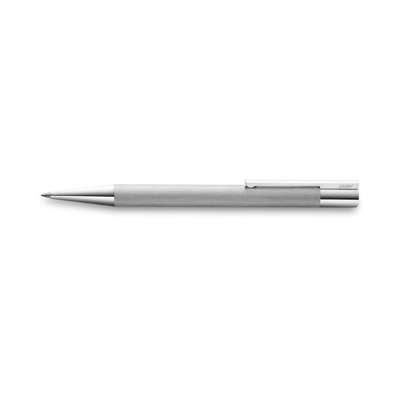 Lamy Scala Fountain Pen in brushed steel, featuring a polished nib and minimalist design, perfect for professionals.