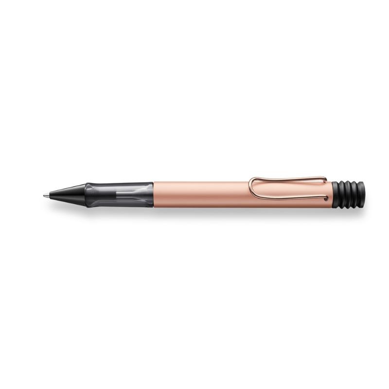 Lamy Lx Ballpoint in rose gold features an ergonomic grip, polished nib, and is elegantly packaged in a designer case.