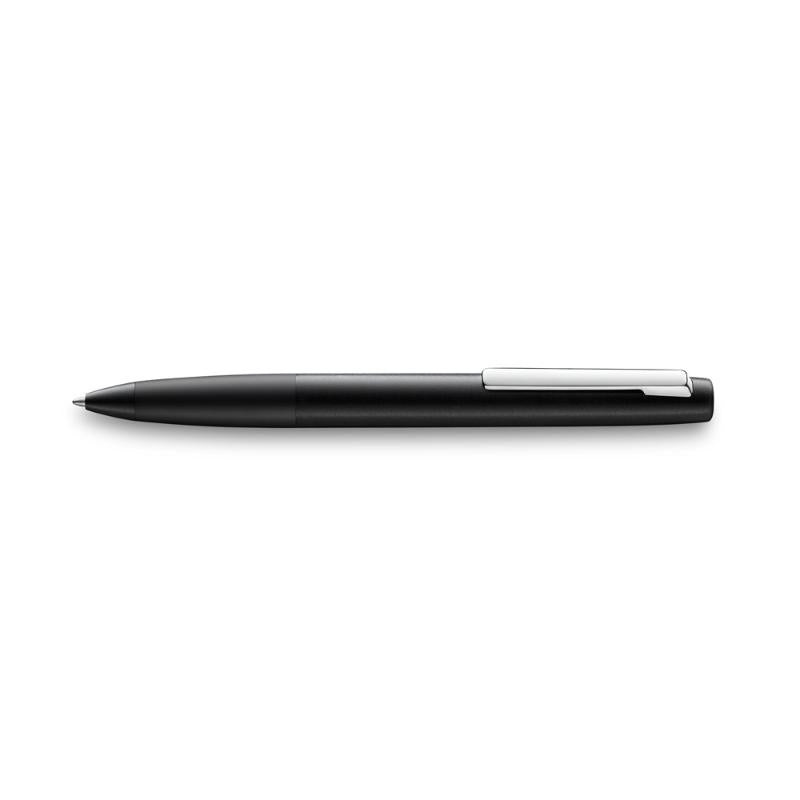 Lamy Aion Ballpoint in black, featuring sleek aluminium design, polished clip, and twist-action mechanism for smooth writing.