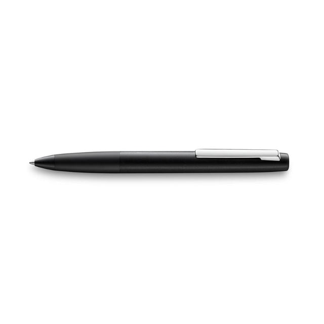 Lamy Aion Ballpoint in black, featuring sleek aluminium design, polished clip, and twist-action mechanism for smooth writing.