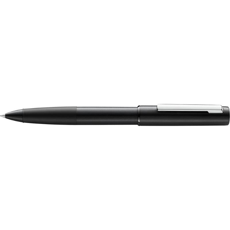 Lamy Aion Rollerball Black (377) featuring sleek aluminum design, matte finish, and polished clip for elegant writing.