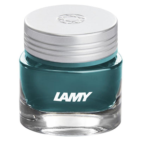 Lamy Ink T53 470 Amazonite Ocean Blue in a 30 ml bottle, showcasing vibrant ocean-blue color for fountain pen and calligraphy use.