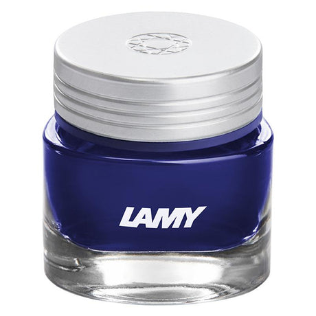 Vibrant 30 ml Lamy T53 Azurite Deep Blue fountain pen ink, known for its smooth flow and exceptional color intensity.