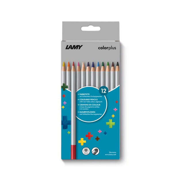Lamy Coloured Pencils Colorplus Pack of 12, featuring vibrant colors, ergonomic design, and durable leads for creative projects.