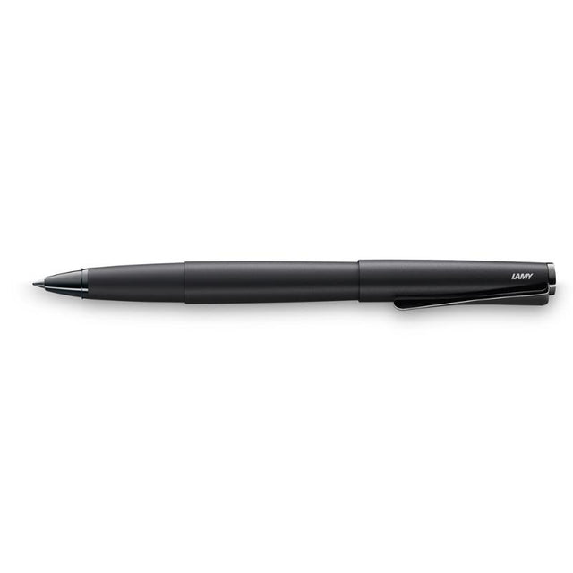 Lamy Studio Rollerball Lx All Black (366) - sleek design, matte dark blue finish, and propeller-shaped clip for stylish writing.