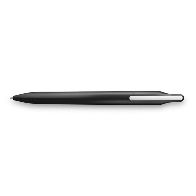 Sophisticated Lamy Xevo Matte Black ballpoint pen with a sleek plastic body, twist-action mechanism, and polished metal clip.