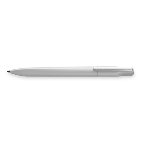 Light grey Lamy Xevo ballpen featuring a sleek design, comfortable grip, and a spring-loaded metal clip for elegance.